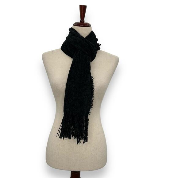 NEW Style&Co. Black Chenille Scarf Fringe Trim Oblong Winter Neutral Cozy Macys - Picture 13 of 13